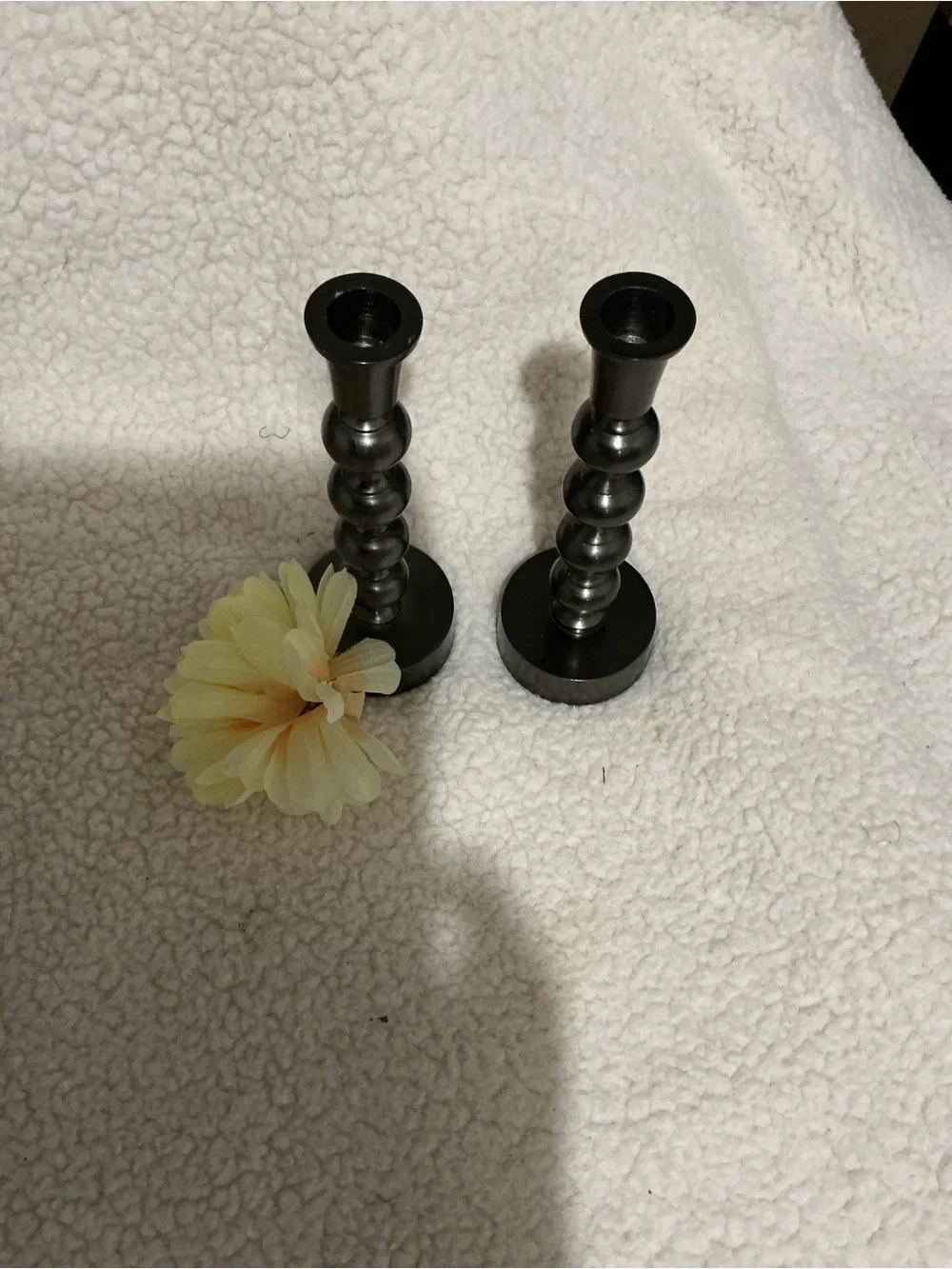 Metal Mulisha Black Spindle Candlestick Pair